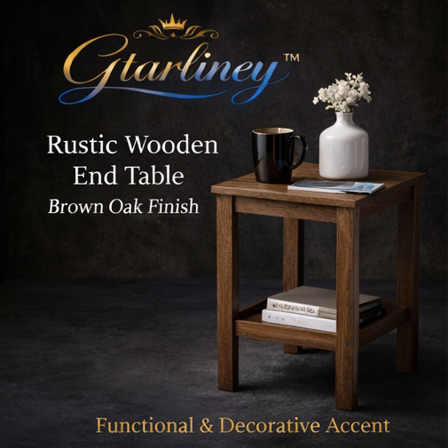 Gtarliney™ Rustic Wooden End Table - Brown Oak Finish, Living rooms, bedrooms, rustic decor
